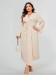 Solid Twist Front Wrap Dress