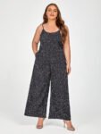 Plus Black Polka Dot Spaghetti Strap Jumpsuit