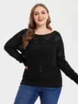 Pointelle Knit Boat Neck Sweater