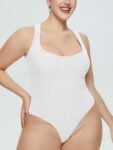 Solid Square Neck Ribbed Knit Bodysuit