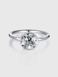 Petite Bezel Oval Moissanite Solitaire Ring