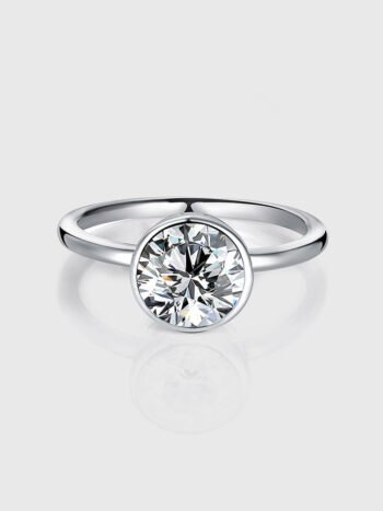 Petite Bezel Oval Moissanite Solitaire Ring