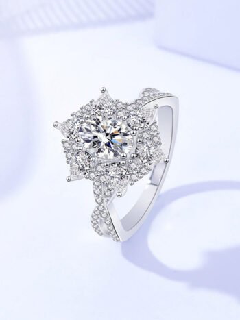 Split Shank Oval Cut Snowflake Moissanite Ring