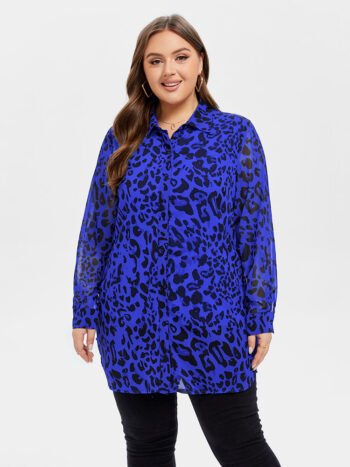 Leopard Print Button Front Blouse
