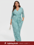 Solid Contrast Lace Belted Jumpsuit