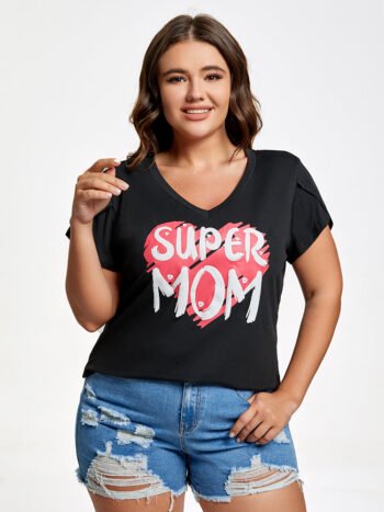 Plus Super Mom Tulip Sleeve Graphic Tee
