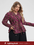 Leopard Print Drawstring Waist Blouse