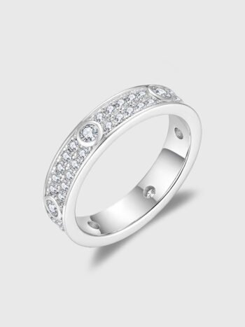 Moissanite Unisex Wedding Bands in S925 Sterling Silver with 18k Gold Ring