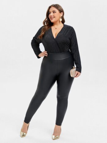 V-Neck Glitter Bodysuit