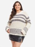 Striped Pattern Drop Shoulder Sweater