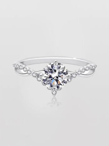 Personalized Sterling Silver Moissanite Engagement Ring
