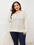 Plus Plain Crisscross V Neck Tee