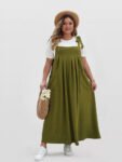 Solid Ruffled Shirred Pocket Sundress