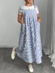 Solid Ruffled Shirred Pocket Sundress