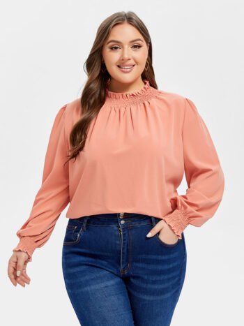Frill Neck Flounce Sleeve Blouse