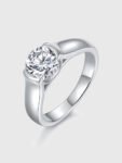 Round 7.5mm Moissanite Silver Plated 18k White Gold Ring