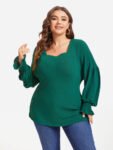 Solid Square Neck Flounce Sleeve Tee