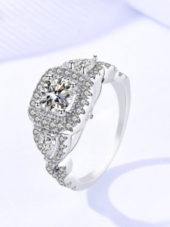 Sterling Silver D Color VVS1 Double Moissanite Ring Set