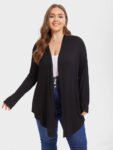 Solid Open Front Asymmetrical Hem Coat