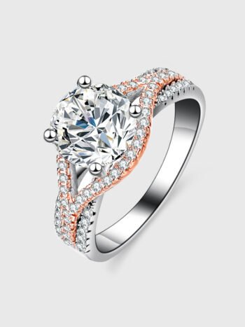 Two-Tone Silver D Color VVS1 Clarity Dazzling Moissanite Ring