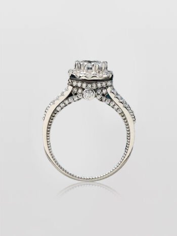 Round Split Shank Halo Moissanite Engagement Ring
