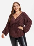 Batwing Sleeve Tie Back Ruched  Blouse