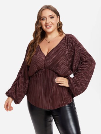 Batwing Sleeve Tie Back Ruched  Blouse