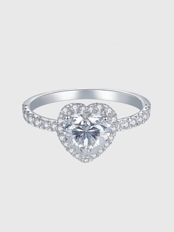 Heart-Shaped 1 Carat Moissanite Engagement Halo Ring