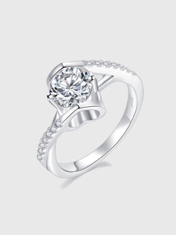 D-color VVS Moissanite Silver Plated with 18k Gold Engagement Ring