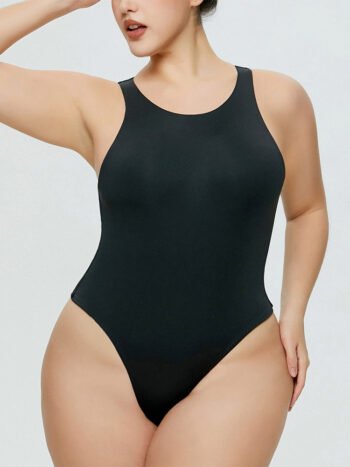 Solid Slim Fit Sleeveless Shapewear Bodysuit