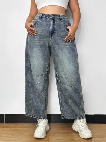 High Waisted Distressed Wide Leg Jeans