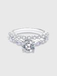 Round Cut Center Stone Moissanite Engagement Ring Set
