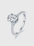 Round Cathedral Moissanite Engagement Ring with Hidden Halo