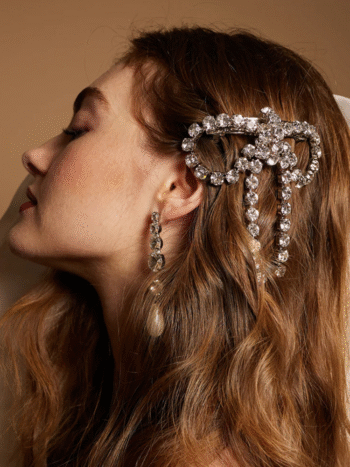 Rhinestone Big Bowknot Tassel Hair Clip