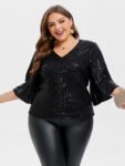 Sequin Cold Shoulder Blouse