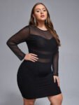Plus Mesh Patchwork Glitter Bodycon Dress