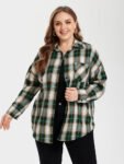 Plaid Pocket Drop Shoulder Blouse